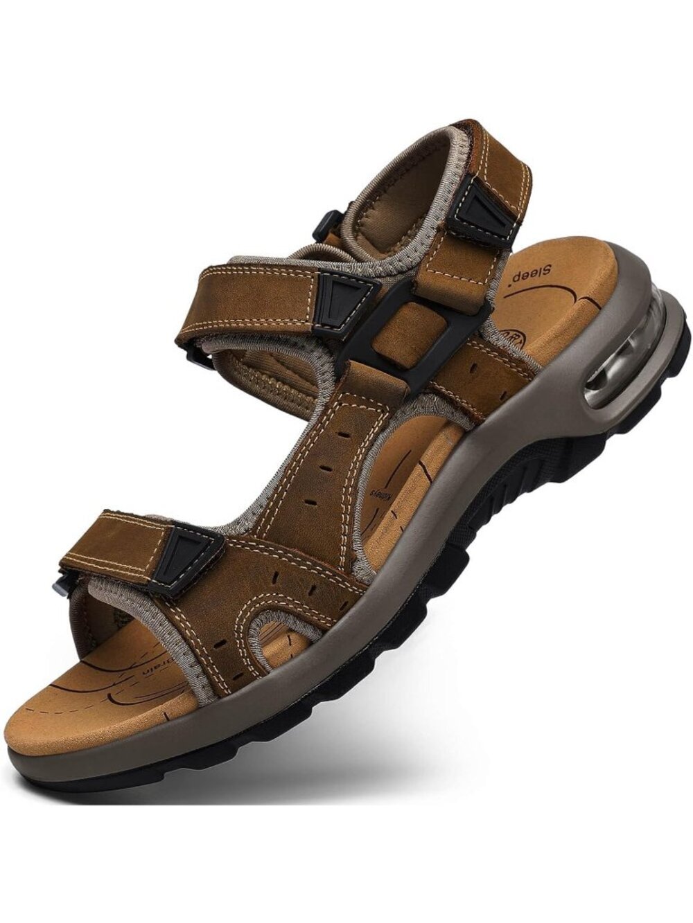 Men's Light Brown Athletic Sandal Adjustable Strap Non Slip Casual Walking Shoes